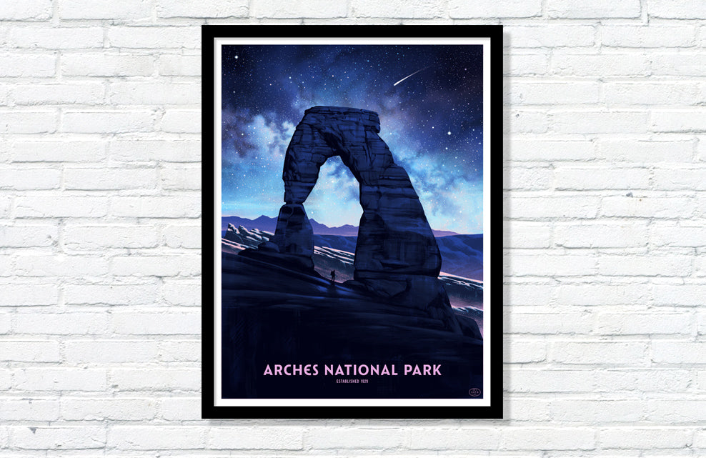 Arches National Park Poster (Delicate Arch - Night Sky)