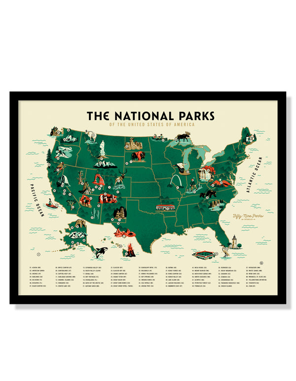 U.S. National Parks Map Poster (Large Timed Edition)