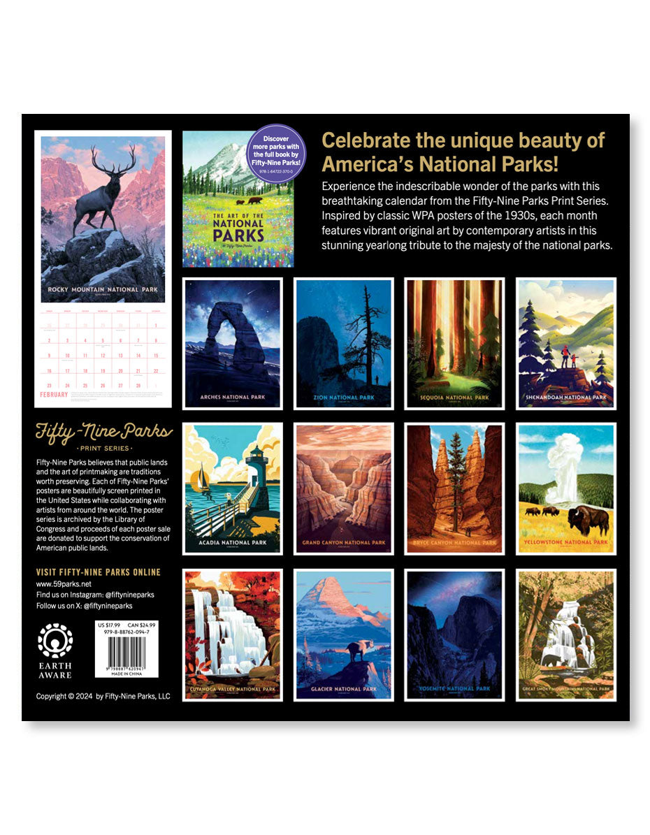 national park monsters calendar National Parks Calendar by Fifty-Nine Parks (2025)
