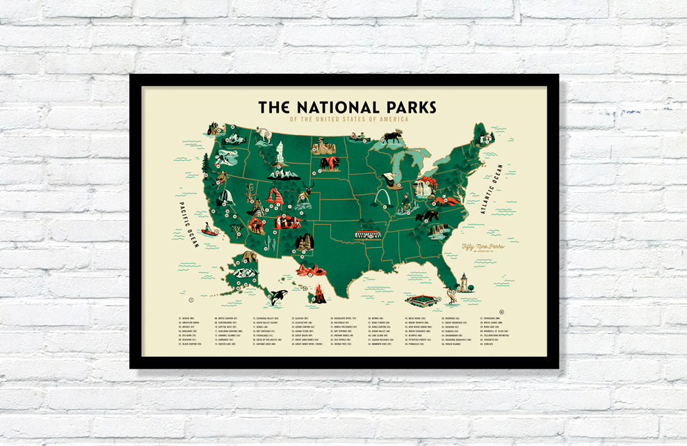 U.s. National Parks Map Poster (large Timed Edition) – Fifty-nine Parks