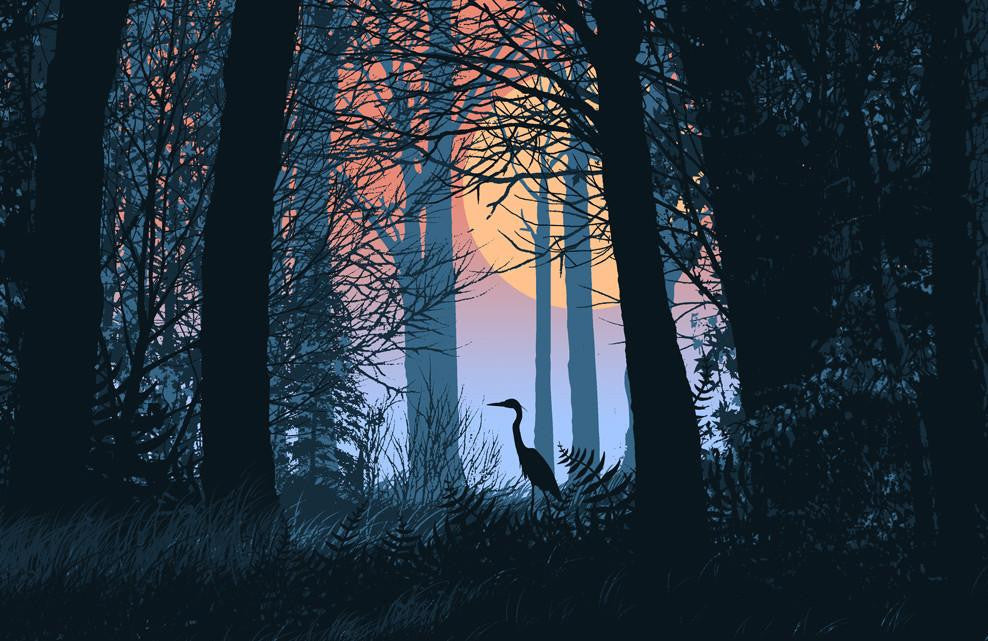 Crane in the Woods by Dan McCarthy (Large Timed Edition)