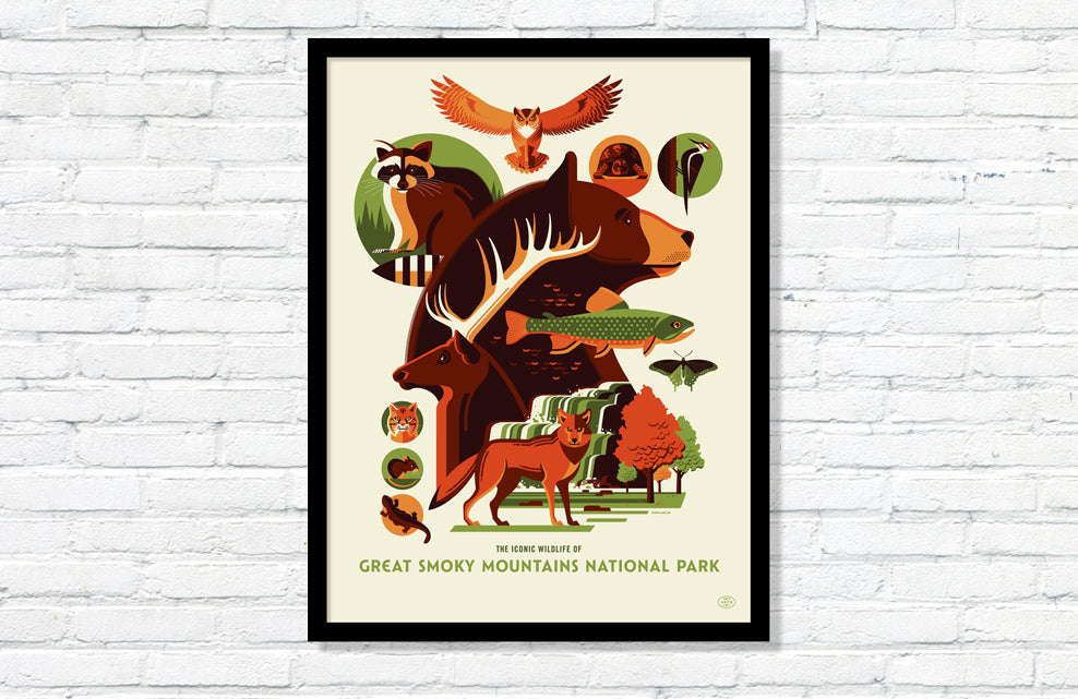 Iconic Wildlife of Great Smoky National Park Poster (Large Timed Edition)