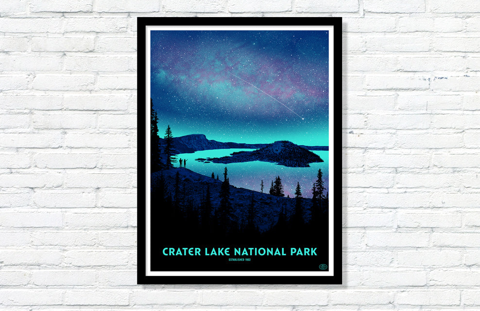 Crater Lake National Park Poster (Night Sky)