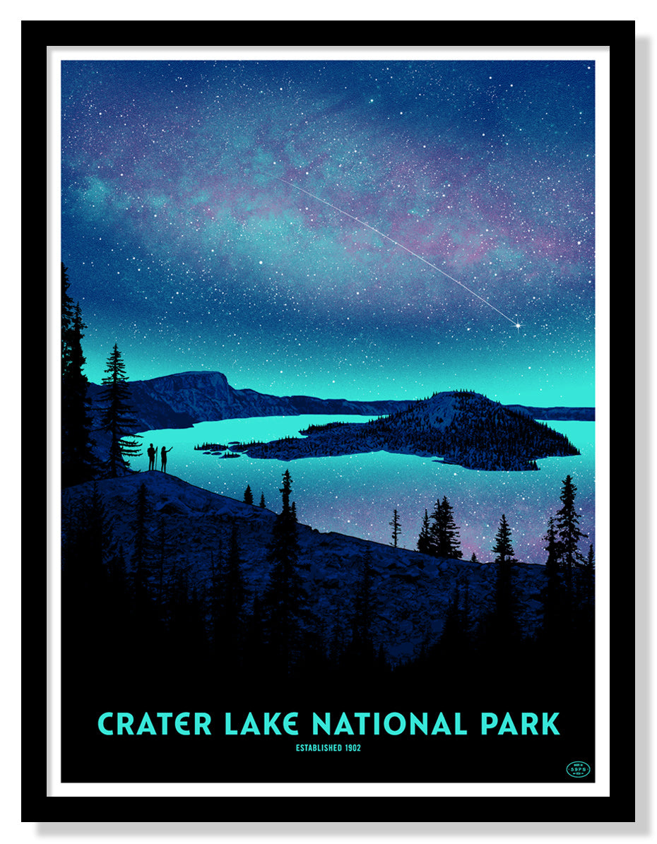 Crater Lake National Park Poster (Night Sky)