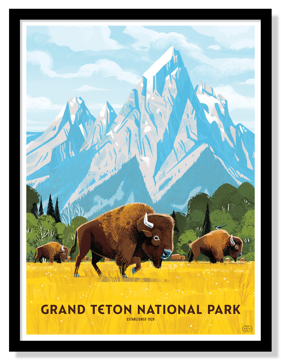 Gulerod tunge Instruere Grand Teton National Park Poster (Bison) – Fifty-Nine Parks