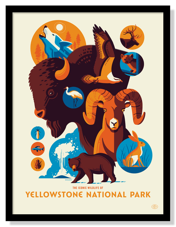 Iconic Wildlife of Yellowstone National Park Poster (Large Timed Edition)