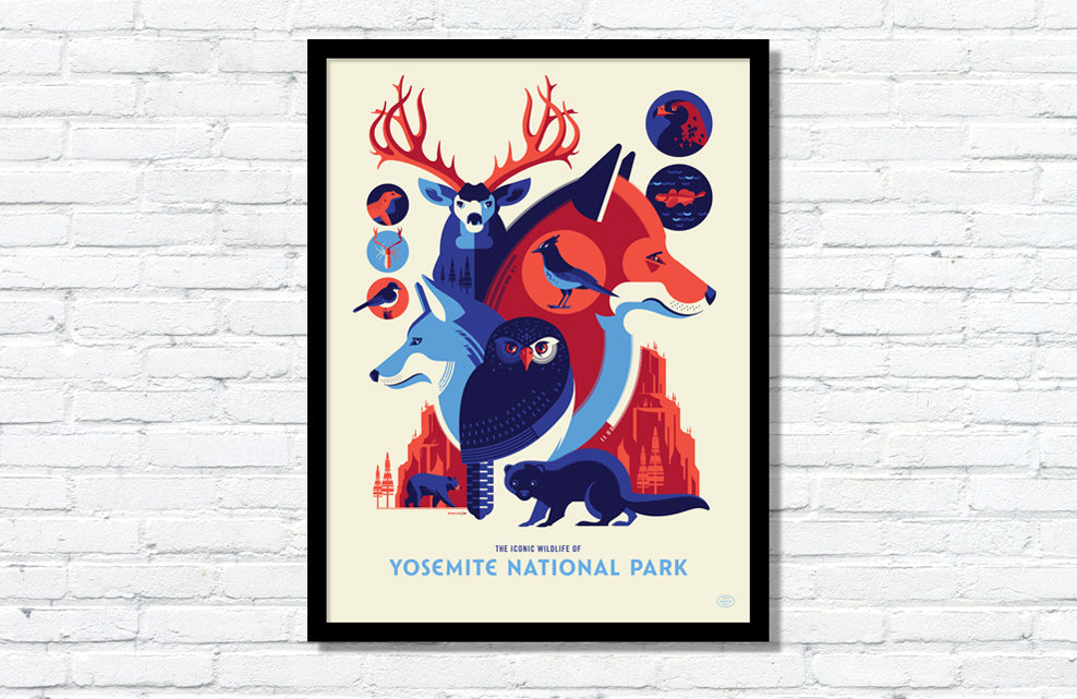 Iconic Wildlife of Yosemite National Park Poster (Large Timed Edition)