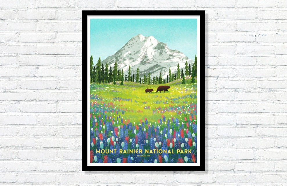 Mount Rainer Poster Mount Rainier National Park Poster – Fifty-Nine Parks