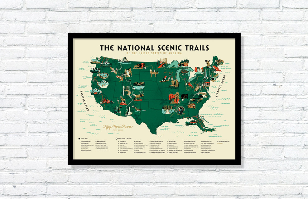 U.S. National Scenic Trails Map Poster (Large Timed Edition)