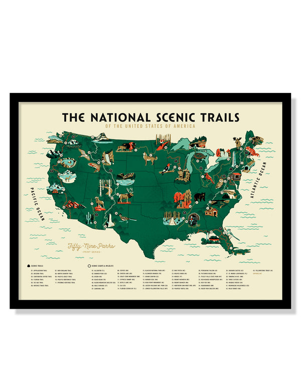 U.S. National Scenic Trails Map Poster (Large Timed Edition)