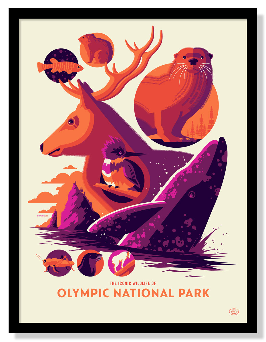 Iconic Wildlife of Olympic National Park Poster – Fifty-Nine Parks for Free Printable National Park Posters